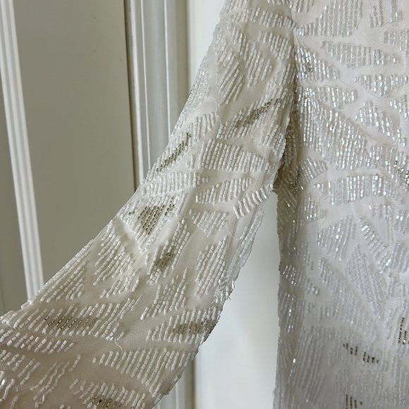 Unlabelled white hand stitched sequins dress, size 8 - Picture 3 of 5